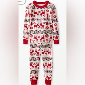 Hanna Andersson Red and White Reindeer Pajama Set